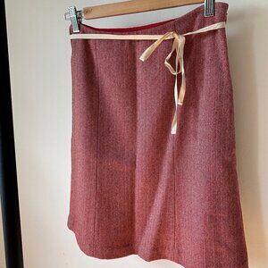 J.Crew Red Herringbone Wool Skirt